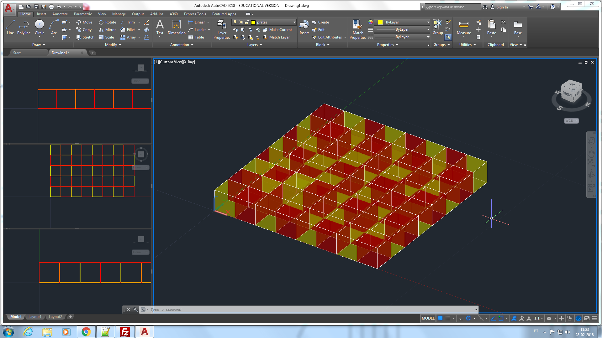 Tabuleiro de xadrez 3d. em AutoCAD