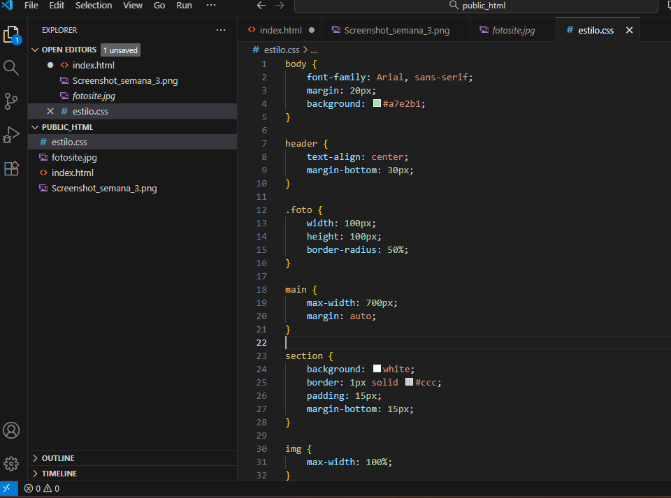 Screenshot da Semana 2