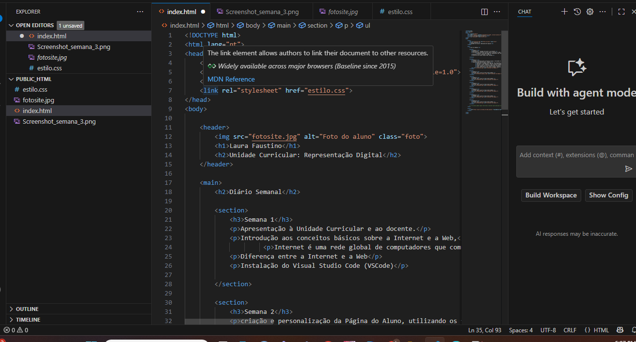 Screenshot da Semana 2