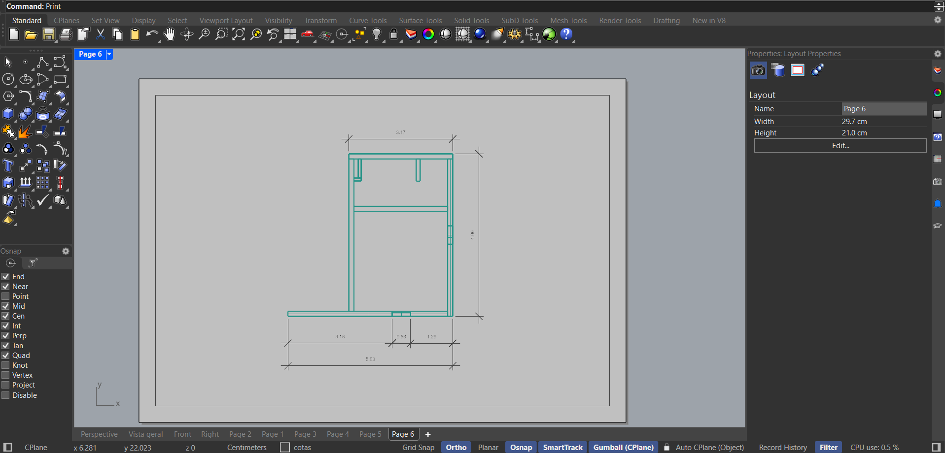 Final da aula, com cortes e alçados rigorosos