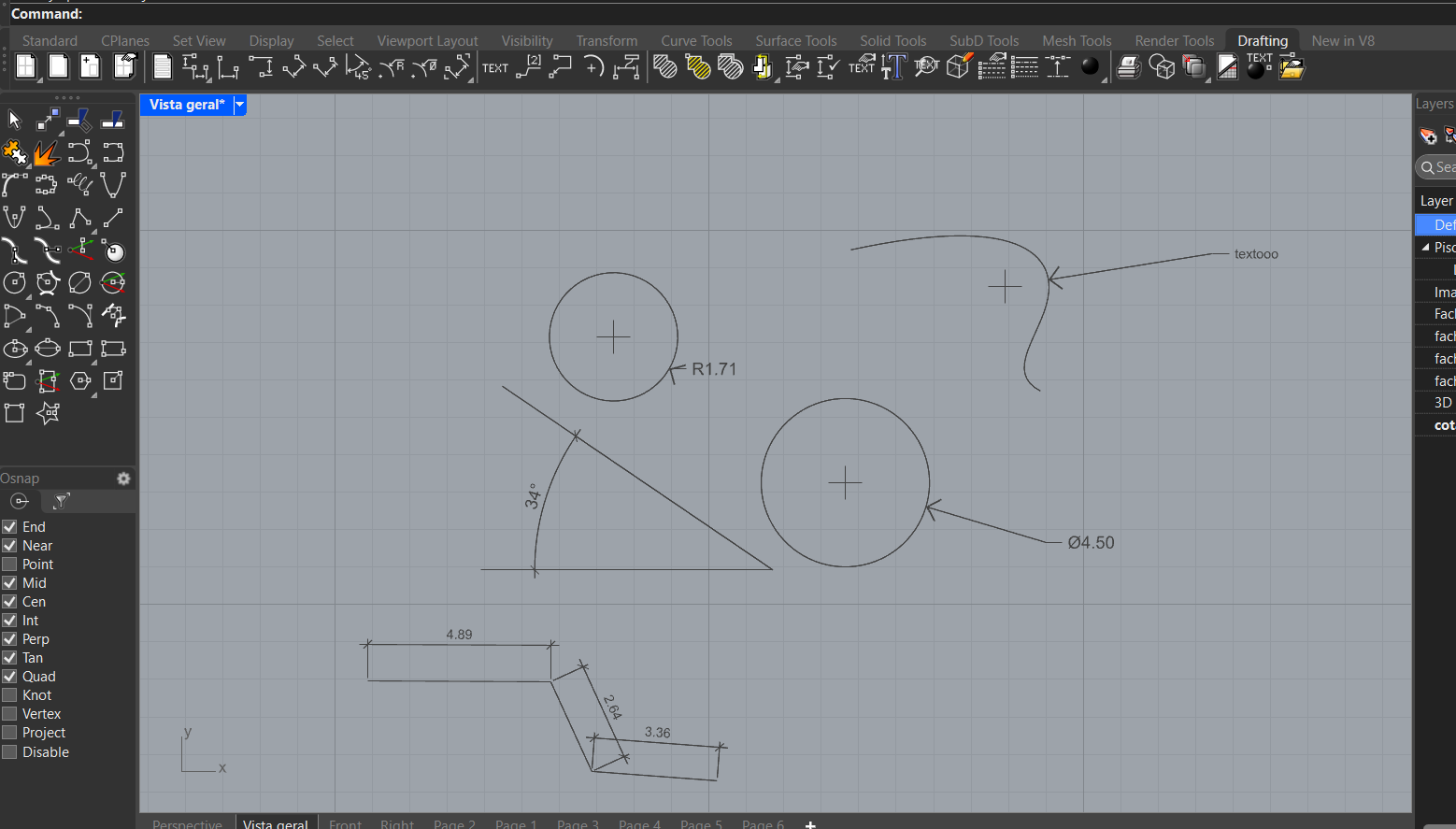 Cotagem de ângulos e outras formas