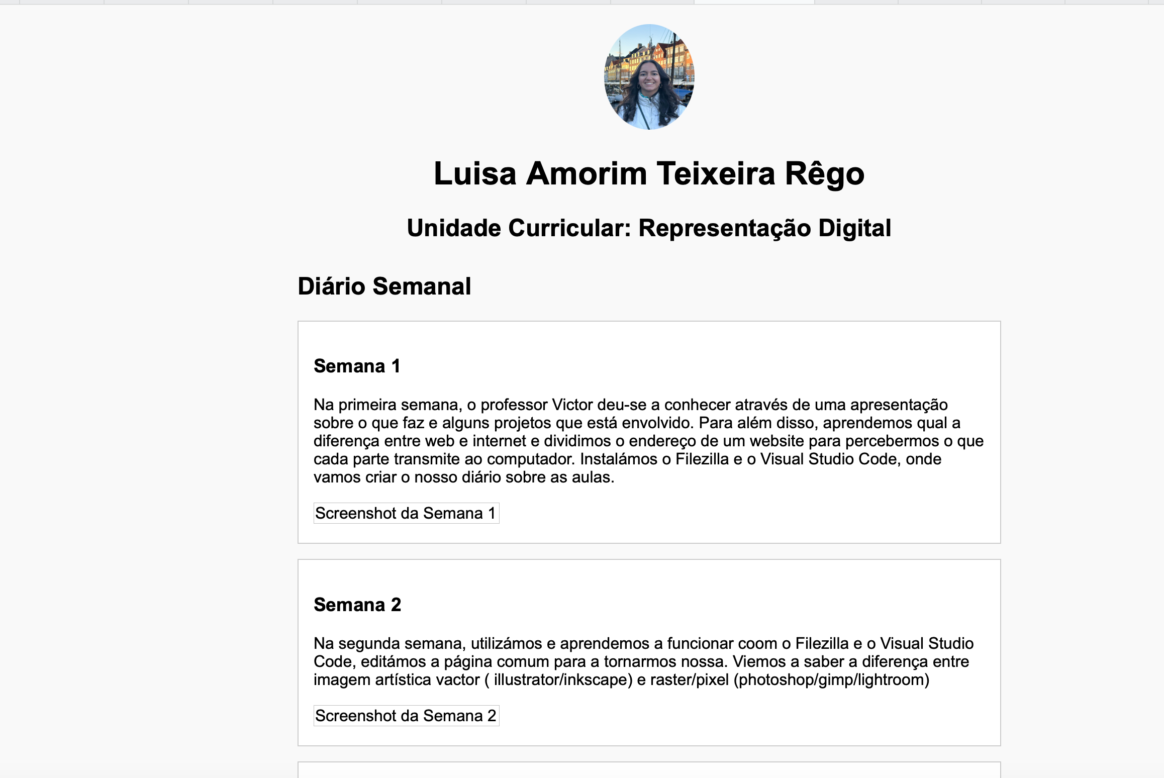 Screenshot da Semana 2